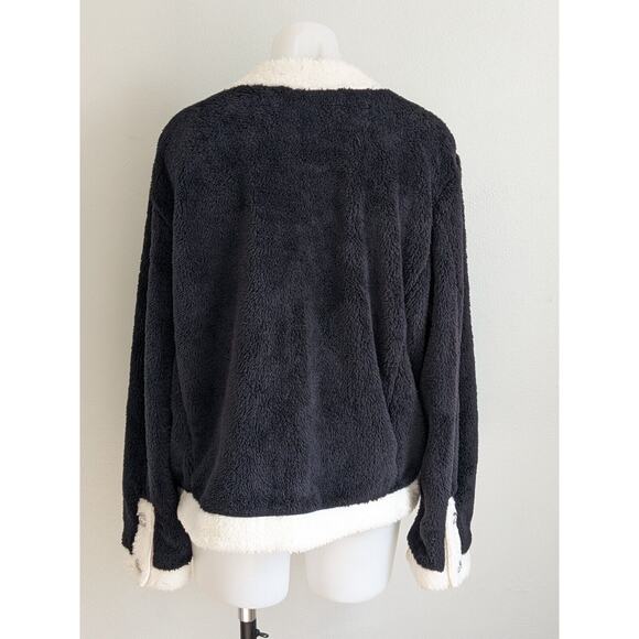 Trunk Project Size Large Fleece Jacket Black White Full Zip Pockets Long Sleeves - Picture 7 of 10